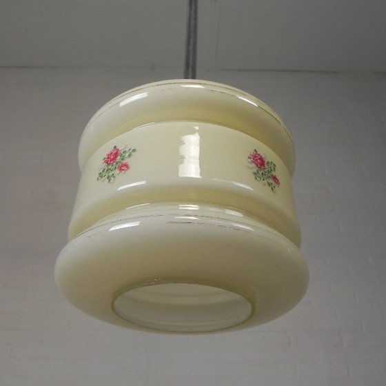 Image 1 of Art Deco pendant lamp with beige glass shade, 1930s