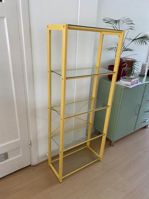 Mensola vintage in vetro giallo