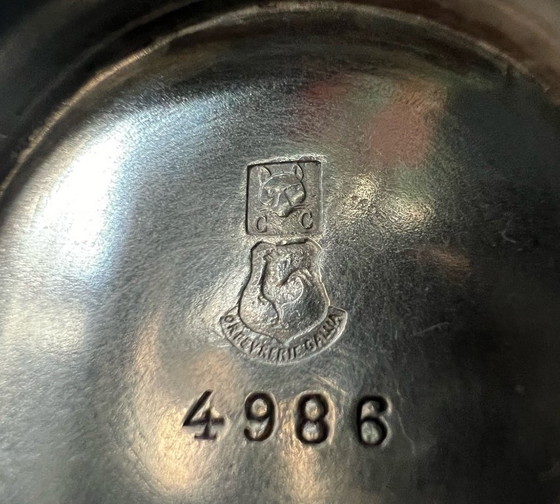 Image 1 of Silver-plated ornate mustard/jam pot with Gallia rooster hallmarks