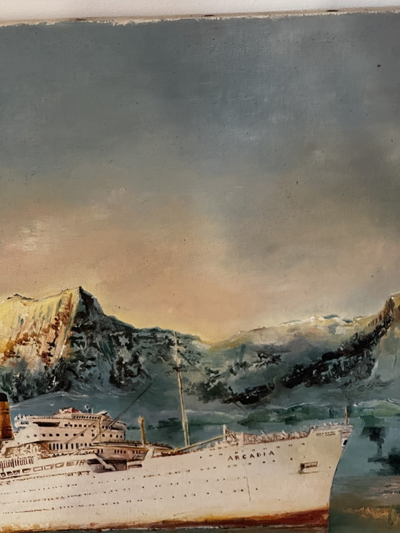 Oil on canvas by Calais painter Alain Chaussois (1950-2018), Arcadia ocean liner – Paintings & Drawings (photo 9 of 15)