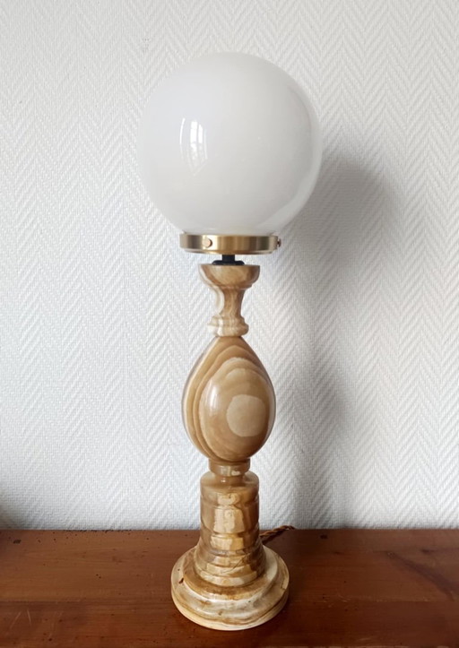 Große Art-Deco-Onyx-Eierlampe