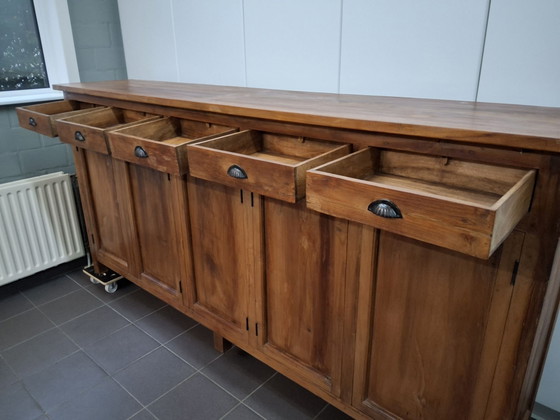 Splendida credenza in teak massiccio, lunghezza 256 cm, Credenze, Metallo, Legno, Nero (foto 2 di 15)