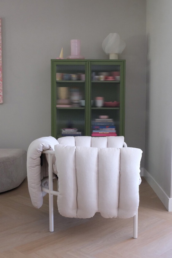 Sessel mit Fußhocker, weiß, Hem, Metall, Stoff, Creme, Modern (Foto 5 von 6)