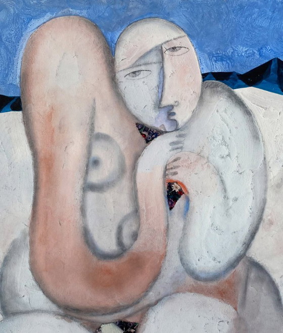 Image 1 of Expressionistisch en erotisch schilderij van N. Boéri Véfour. Frankrijk, jaren 2000.