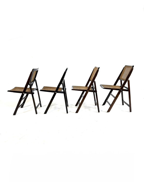 Image 1 of Ensemble de 4 chaises pliantes vintage en toile, Italie, années 60