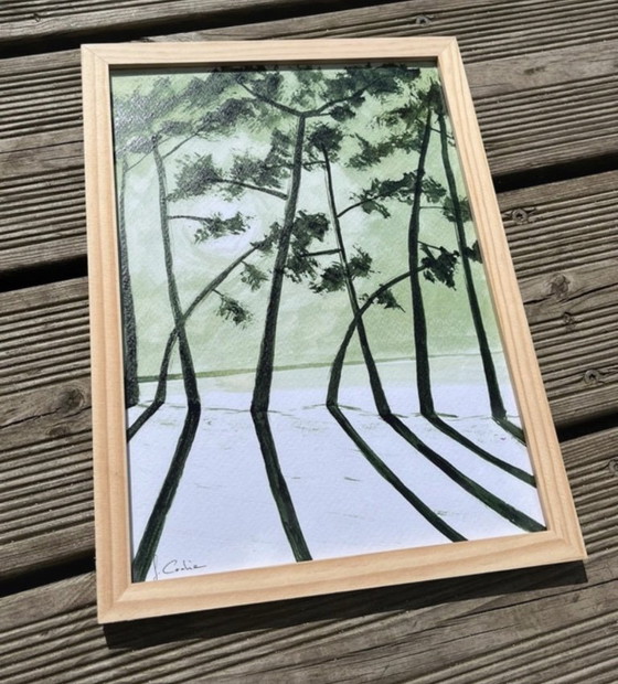 Image 1 of Encre vert olive sur papier blanc 250g.  30x21cm