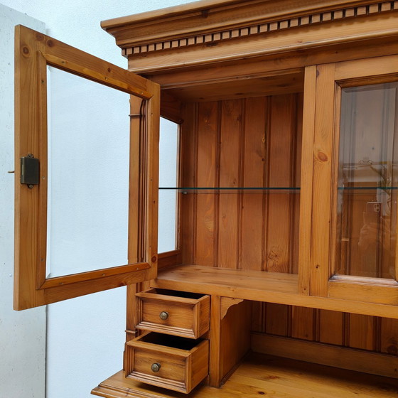 Image 1 of Vintage French Country Pine Buffet Cabinet Wall Cupboard Kitchen Cupboard