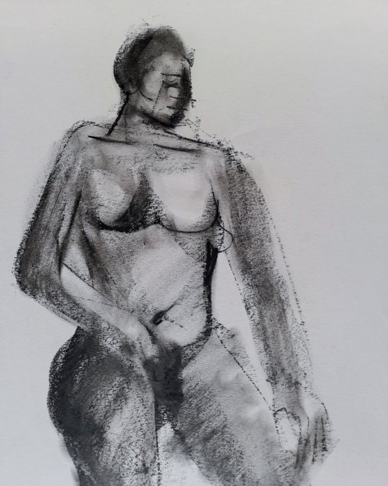 Image 1 of Joan Granados Llimona - Disegno originale "Donna in piedi nella natura".