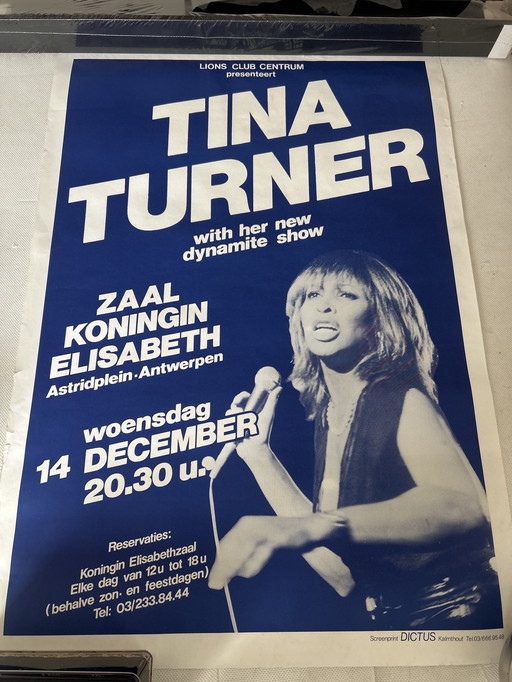 Original Tina Turner concert poster - Antwerp, Queen Elisabeth Hall - Dec. 14 (1970s)