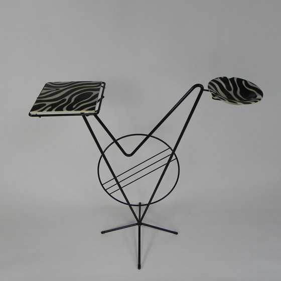 Image 1 of Fifties side table with newspaper rack and COGEBI ORNAMIN parts