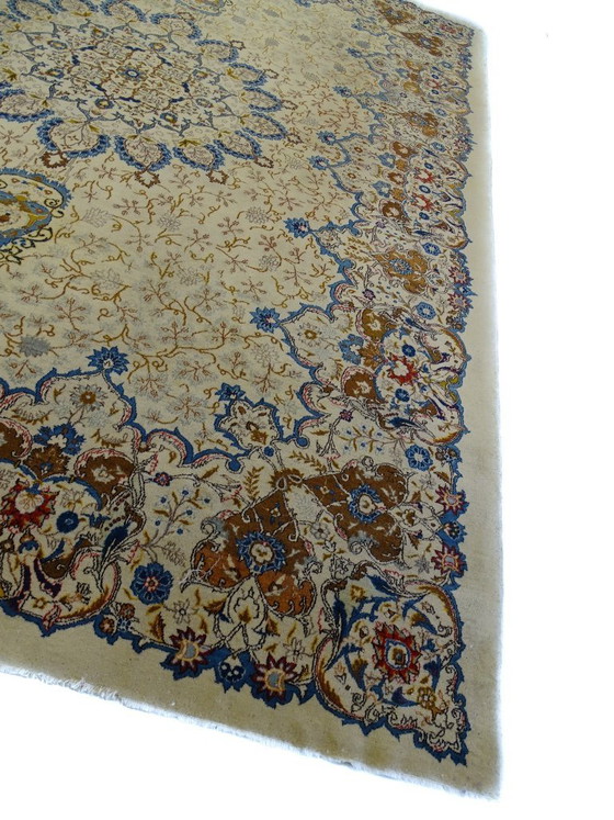 Image 1 of Exklusiver, halb antiker XXL-Keshan-Teppich – 428 x 318 cm – handgeknüpfter Perserteppich