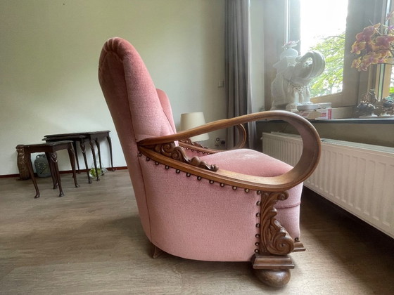 Image 1 of Set van 4 Art Deco fauteuils (ca. 1920-1950) | Opnieuw bekleed met roze fluweel