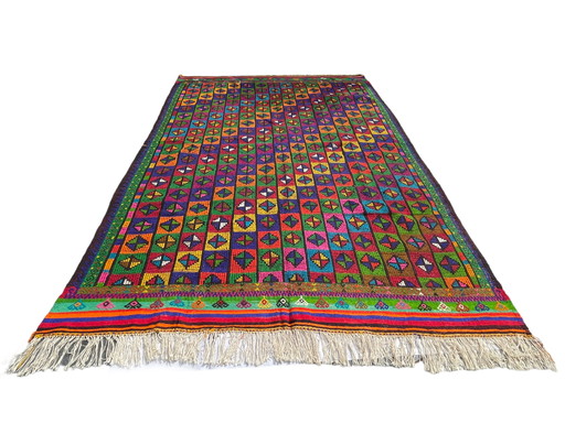 Türkischer Vintage -Kelim-Teppich