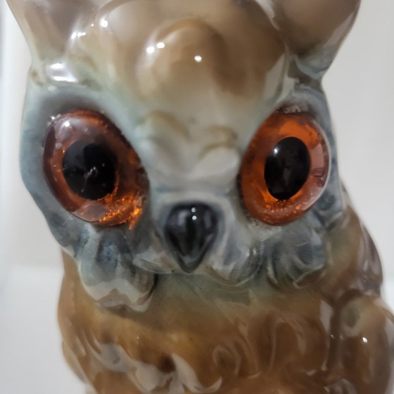 Image 1 of Lampada/luce notturna vintage a forma di gufo in ceramica, anni '50-'60, Germania