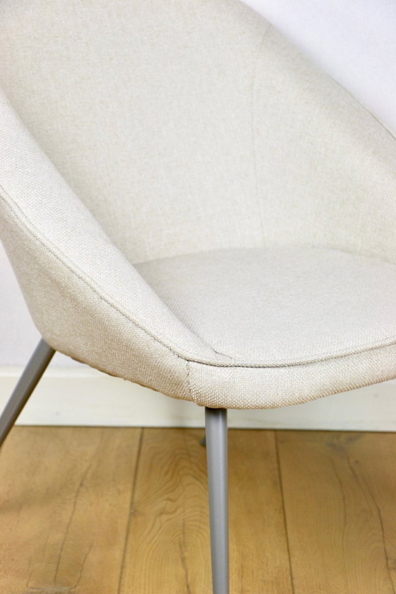 Image 1 of Beige ivory shell armchair from the 70s on grey metal legs - beautiful