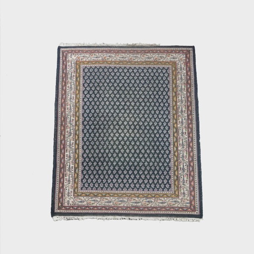 Tappeto orientale vintage con colori prevalentemente blu 195x147cm