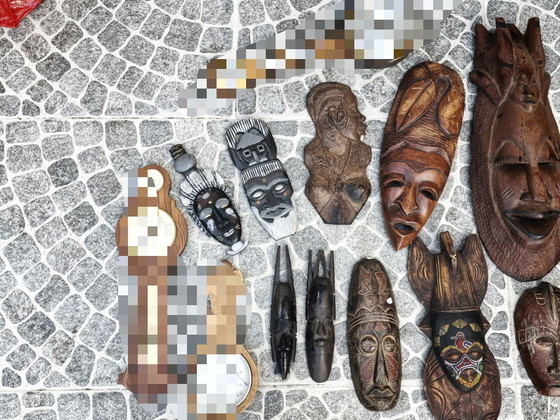 Maschera africana, Decorazioni murali, Legno, Marrone (foto 3 di 6)