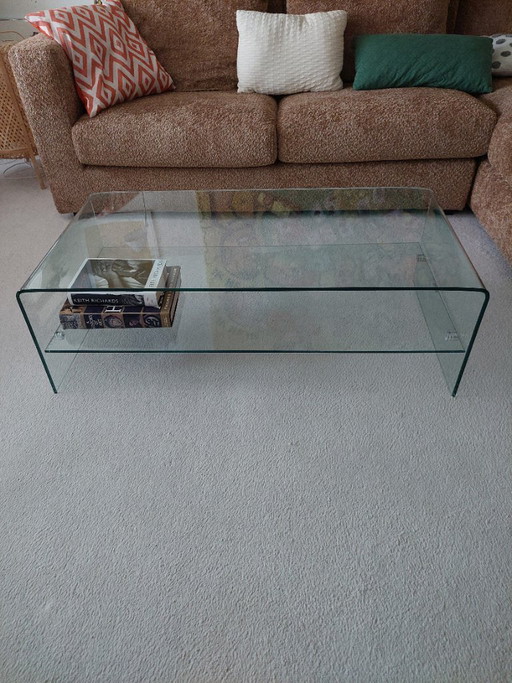 Glass coffee table with lower shelf, Burano