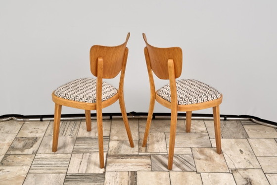 Set of 4 Dining Chairs, by TON, 1960s, Czechoslovakia – Textile, Wood (photo 8 of 15)