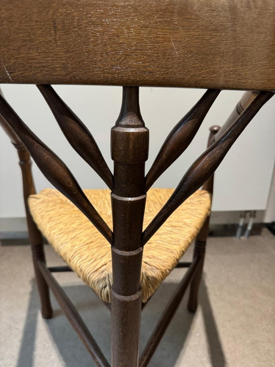 Image 1 of Poltrona in legno in stile edoardiano con seduta in vimini