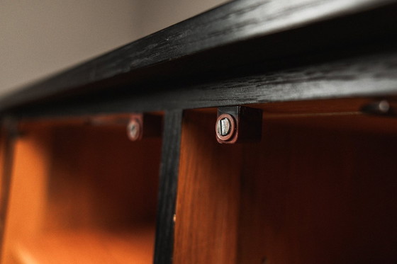 Image 1 of Florence Knoll sideboard in black oak and chrome for Knoll International, 1960s