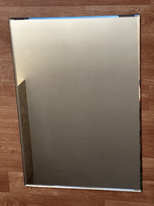 Miroir rectangulaire vintage biseauté – 60 × 42 cm – spiegels, Glass