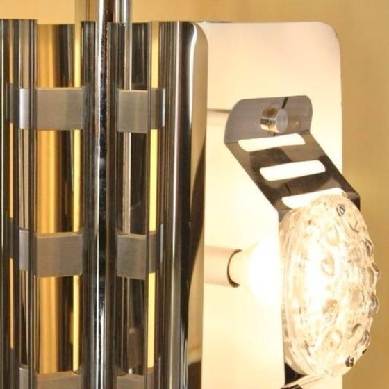 1x 1970s Space Age Chromed Pendant Lamp by AV Mazzega, Murano Glass, Chandeliers, Silver (photo 5 of 11)