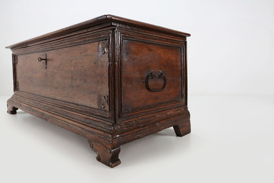 Image 1 of Large 18th Century Carved Oak Chest Linen Trunk, France