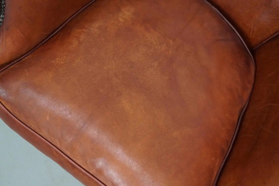Image 1 of Vintage Nederlandse clubfauteuils in cognackleurig leer, set van 2