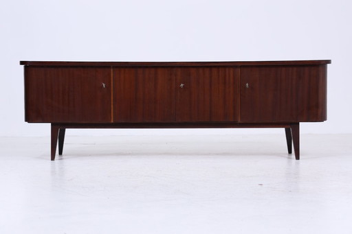 Dark vintage lowboard 60s | Mid - Century sideboard with compartments & drawers retro wood storage #05-07