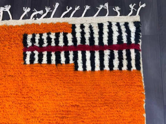 Image 1 of Tappeto in lana arancione fatto a mano, 250 cm x 150 cm