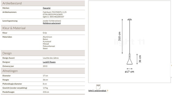 Image 1 of Foscarini aplomb hanglamp in beton