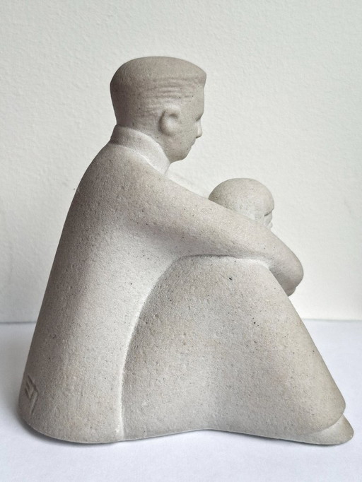 Figurine Father and child - Marbell Stone Art Belgium