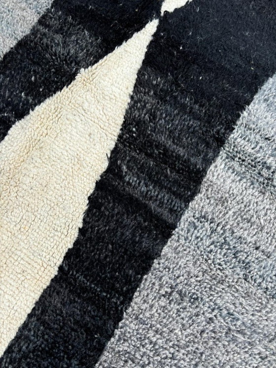Image 1 of Marokkaans Berber Beni Ourain tapijt 200x310 cm, wit en zwart Marokkaans Mrirt wollen tapijt