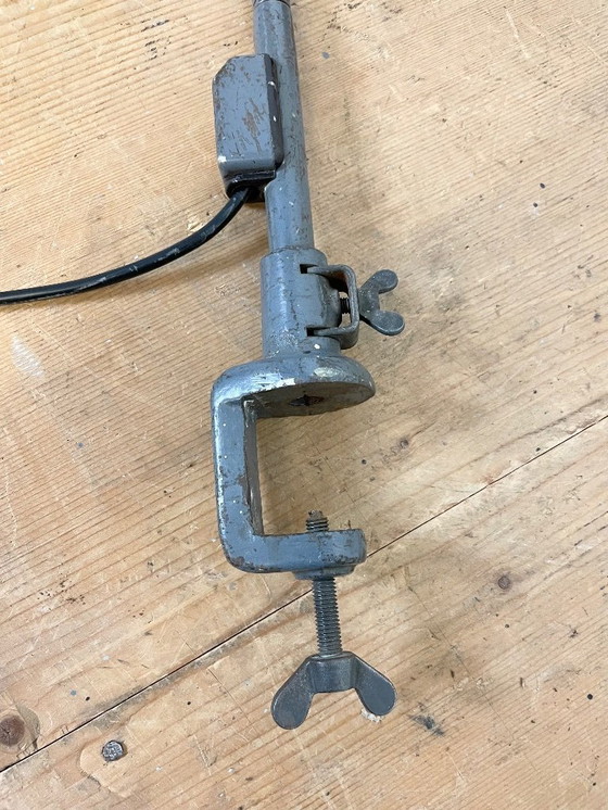 Image 1 of Lampada da scrivania a collo di cigno in smalto grigio industriale di Siemens, anni '50