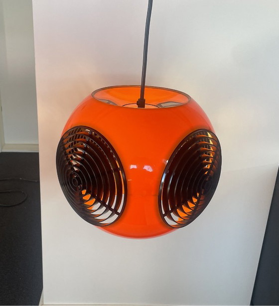 Space Age Lamp Massive Bug Eye, Ball Model Orange/Black, Vintage, Retro, Pendant lamps, Plastic (photo 8 of 10)