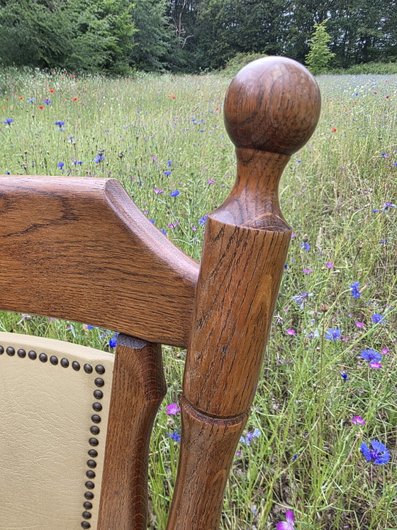 Image 1 of Set of 2 solid oak chairs with decorative nails