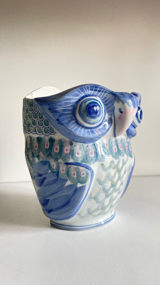 Image 1 of Vintage Chinese Porcelain Owl Planter