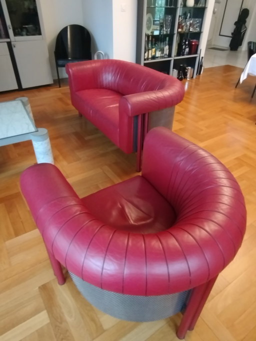 2-seater sofa and leather armchair (sold together or separately)