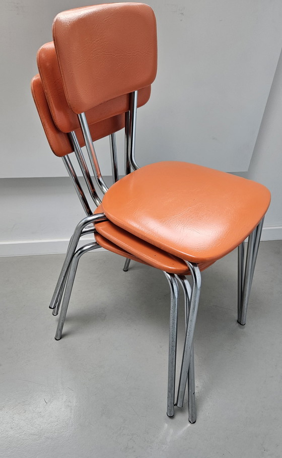 Image 1 of Sillas tubulares Brabantia, color naranja, años 70.
