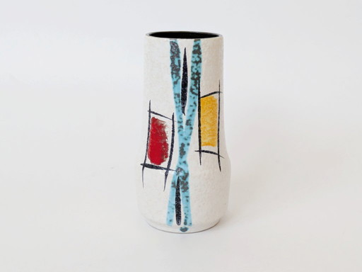 Sculptural Midcentury West German Pottery Vase by Scheurich, Geometric Design, Model 529/18, 1960s