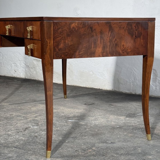 Scrivania in radica di noce con piano in pelle di FEKA, anni '70 – Tavoli da pranzo, Brass (photo 6 of 18)