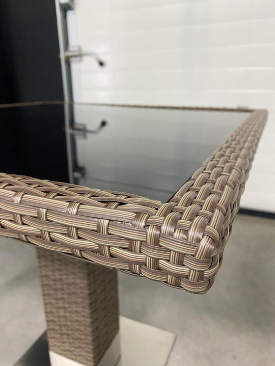 Image 1 of (SUPER DEAL!) Lot of Rattan Garden Tables 9 Square 3 Round ZGAN