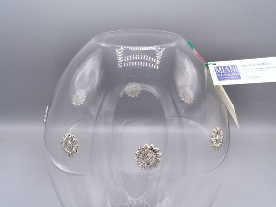Image 1 of Glass Vase with 925 Silver Flowers