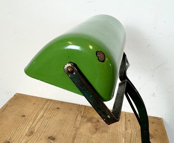 Image 1 of Vintage Green Enamel Bank Lamp, 1950s