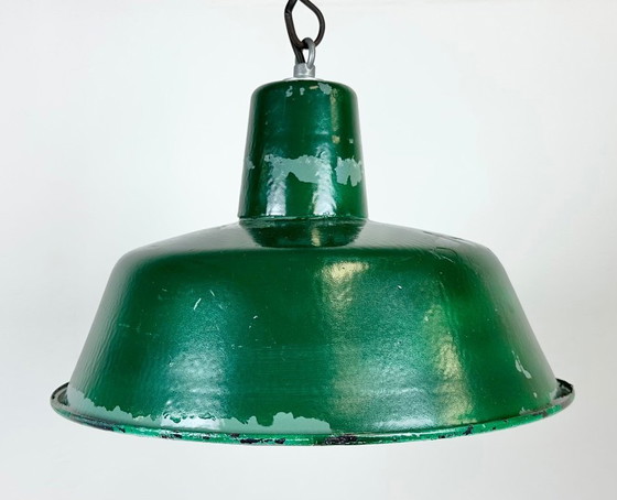 Image 1 of Green Industrial Factory Pendant Lamp, 1960s