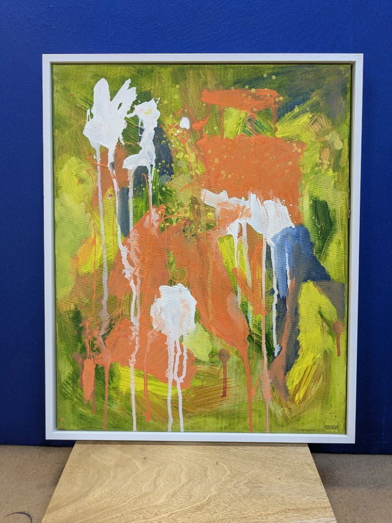 Image 1 of CAMOUFLAGE ACRYL ABSTRAKT LEINWAND GEMÄLDE NIGEL WATERS SIGNIERT GERAHMT KUNST