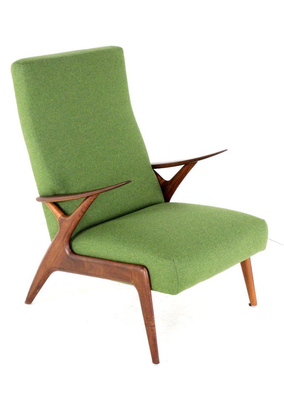 Image 1 of Vintage fauteuil stoel groen gestoffeerd 