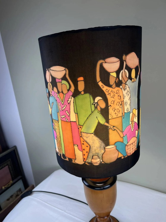 Hand-painted lampshade ambient lamp – Table lamps, Wood, Bohemian (photo 11 of 13)
