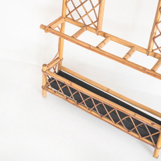Vintage Hall Coat Rack With Mirror. Cane And Metal. France, 1960s – Rattan (photo 6 of 10)